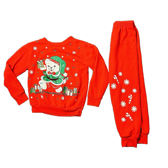 Vintage Andover Togs Dandee Int. 1995 Youth Christmas Sweater & Pants Sz 6X - Picture 1 of 12